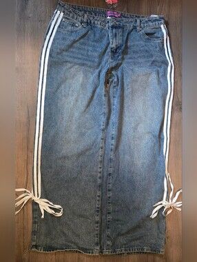 Edikted Ribbon Washed Low Rise Baggy Jeans.  Pacsun.  Women's XL.  NWT.